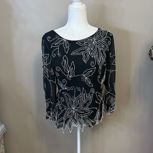 J Kara Black Top with White Beading